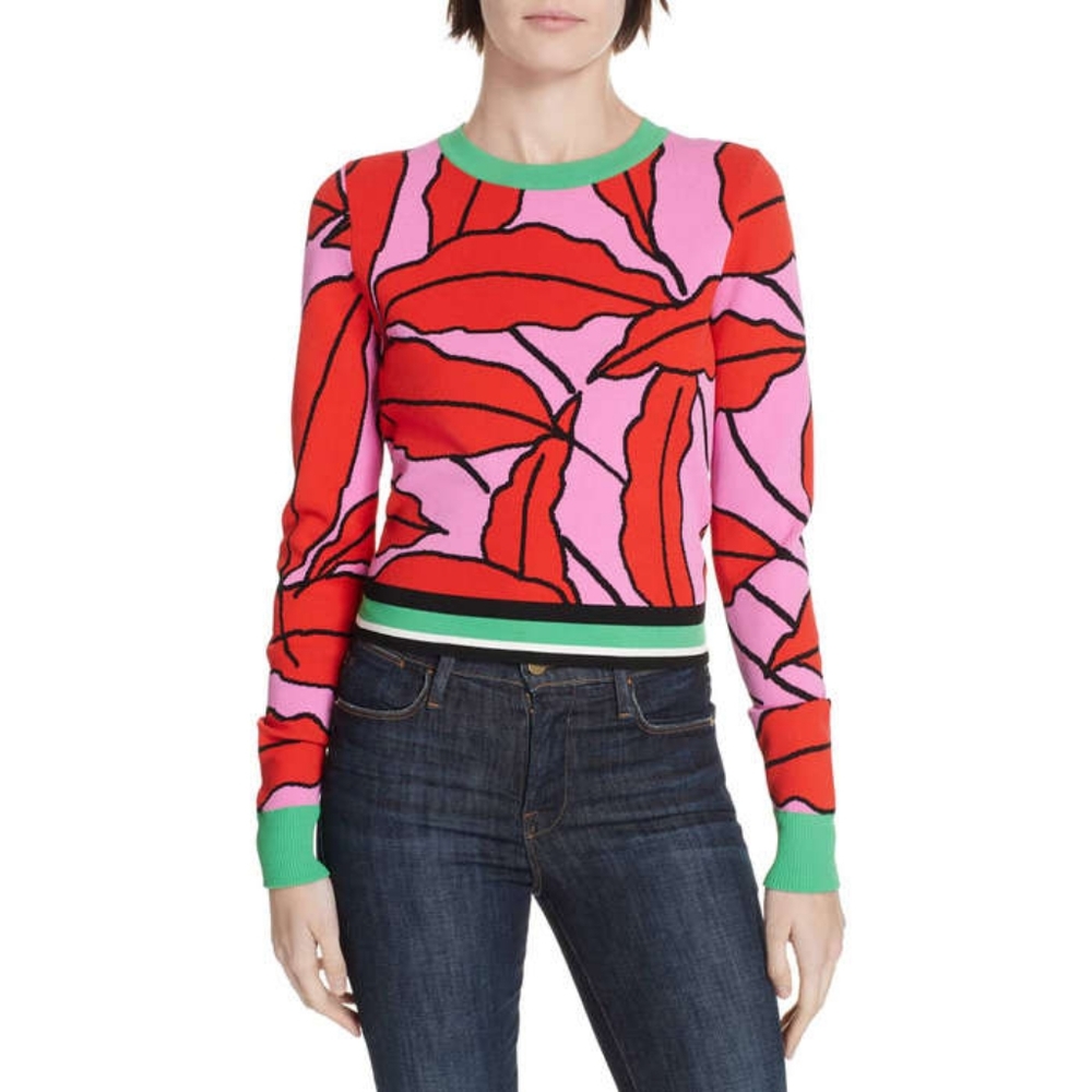 DIANE VON FURSTENBERG PASKAVAN TROPICAL INTARSIA SWEATER, S